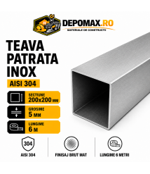 Teava patrata inox AISI 304, 200 x 200 x 5 mm, 6 metri Teava patrata inox AISI 304, 200 x 200 x 5 mm, 6 metri
